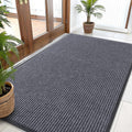 Front Door Mat 59x35 Grey - Low-Profile Waterproof Entrance Mat