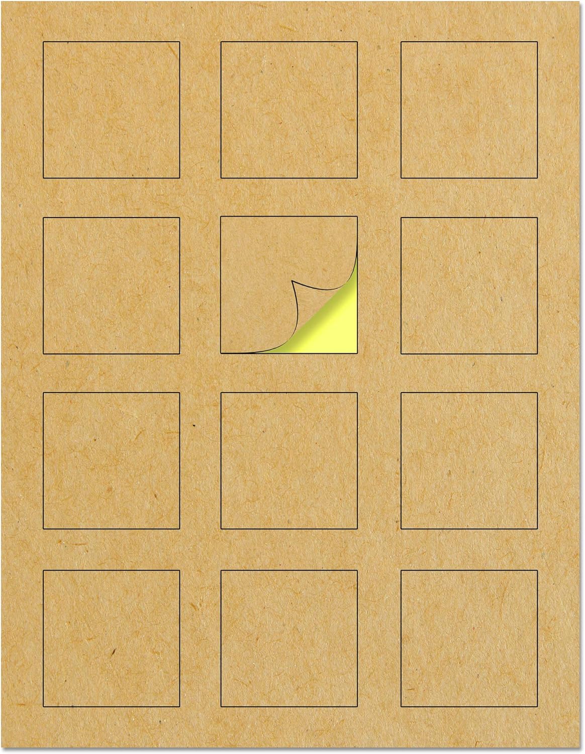 150 Sheets of 2 x 2 Square Kraft Labels for Easy Printing