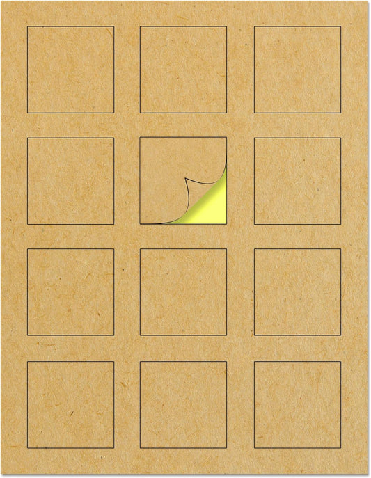 150 Sheets of 2 x 2 Square Kraft Labels for Easy Printing