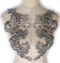 Luxury Look Shiny Rhinestone Pair Applique Patch in Gold Silver AB
