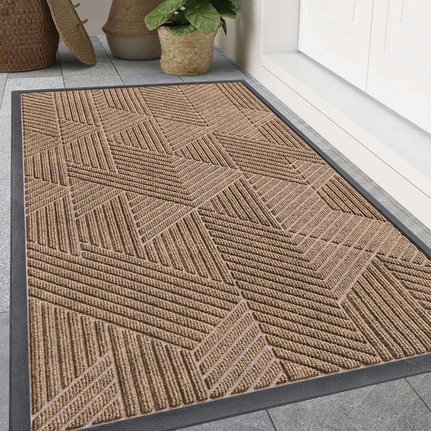 Smiry Heavy Duty Natural Rubber Doormat for Indoor Outdoor Use