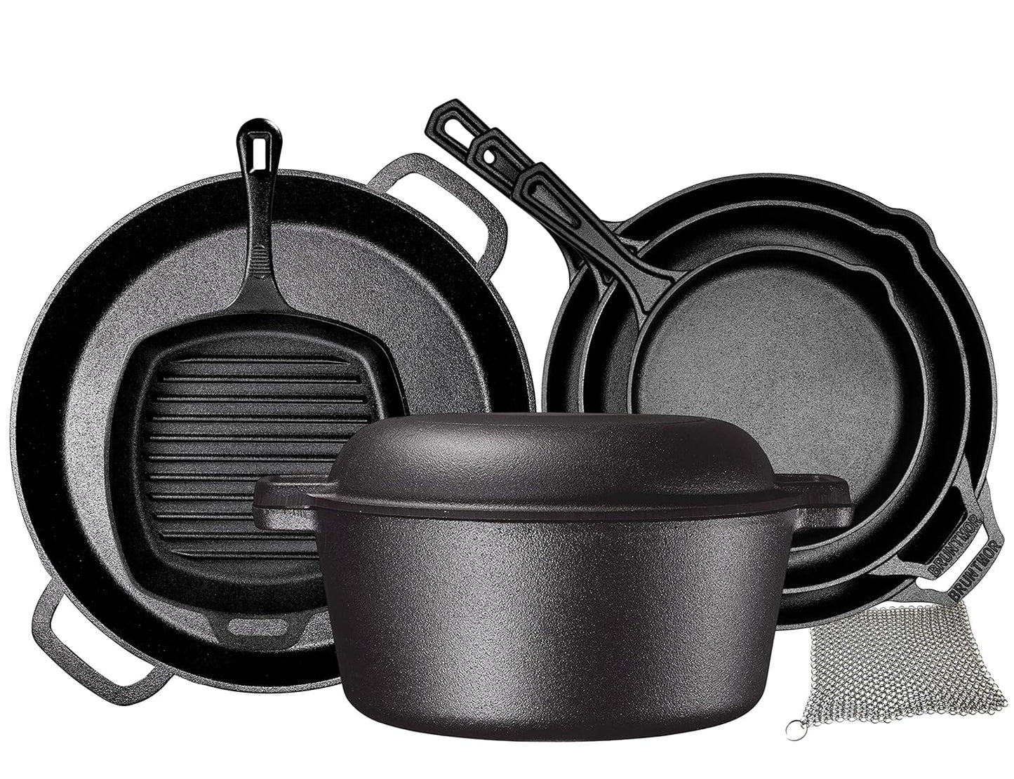 Bruntmor Pre-Seasoned Cast Iron Cookware Set for All Cooking Needs