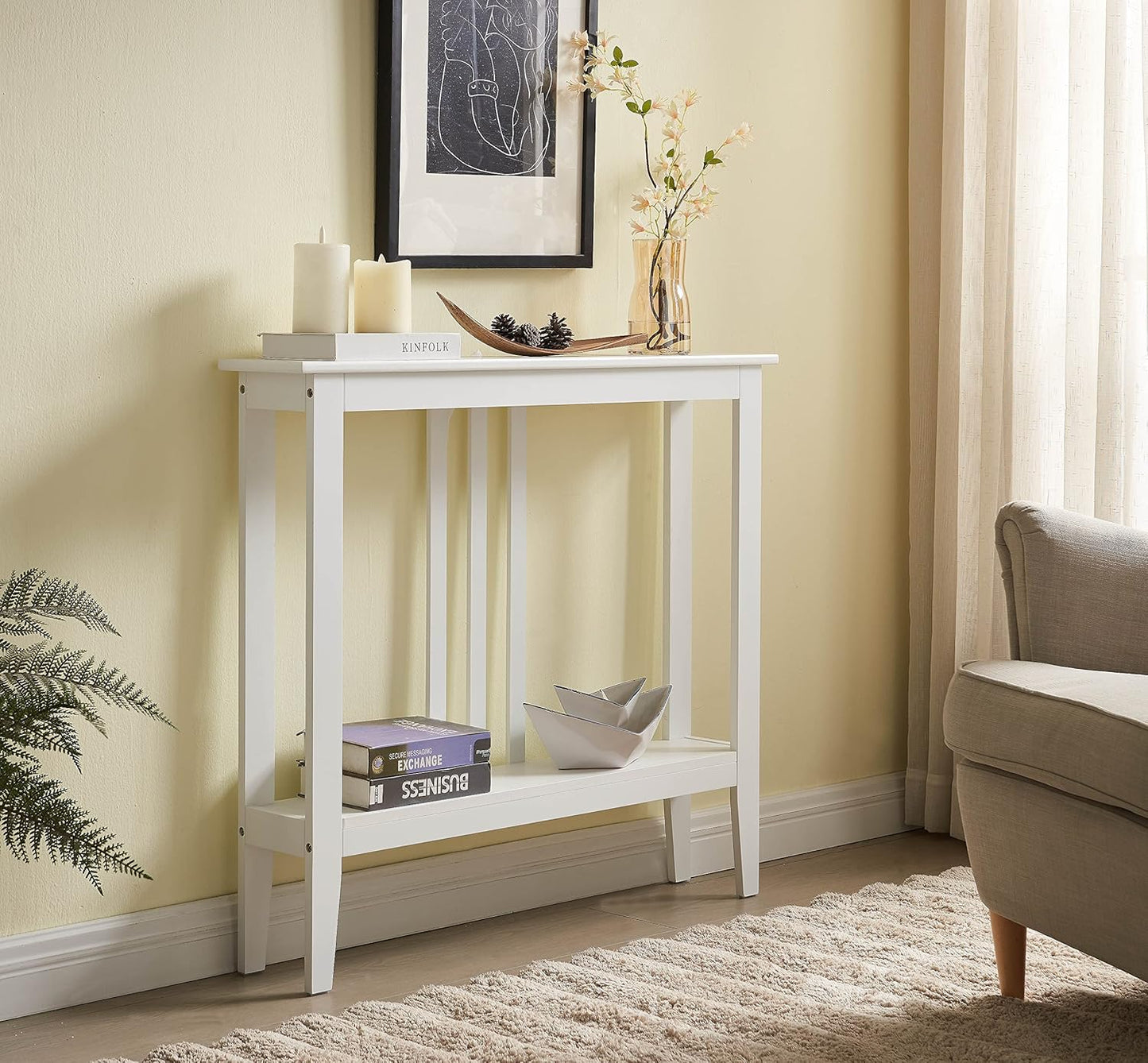 Elegant Narrow Console Table with Storage for Entryway Decor