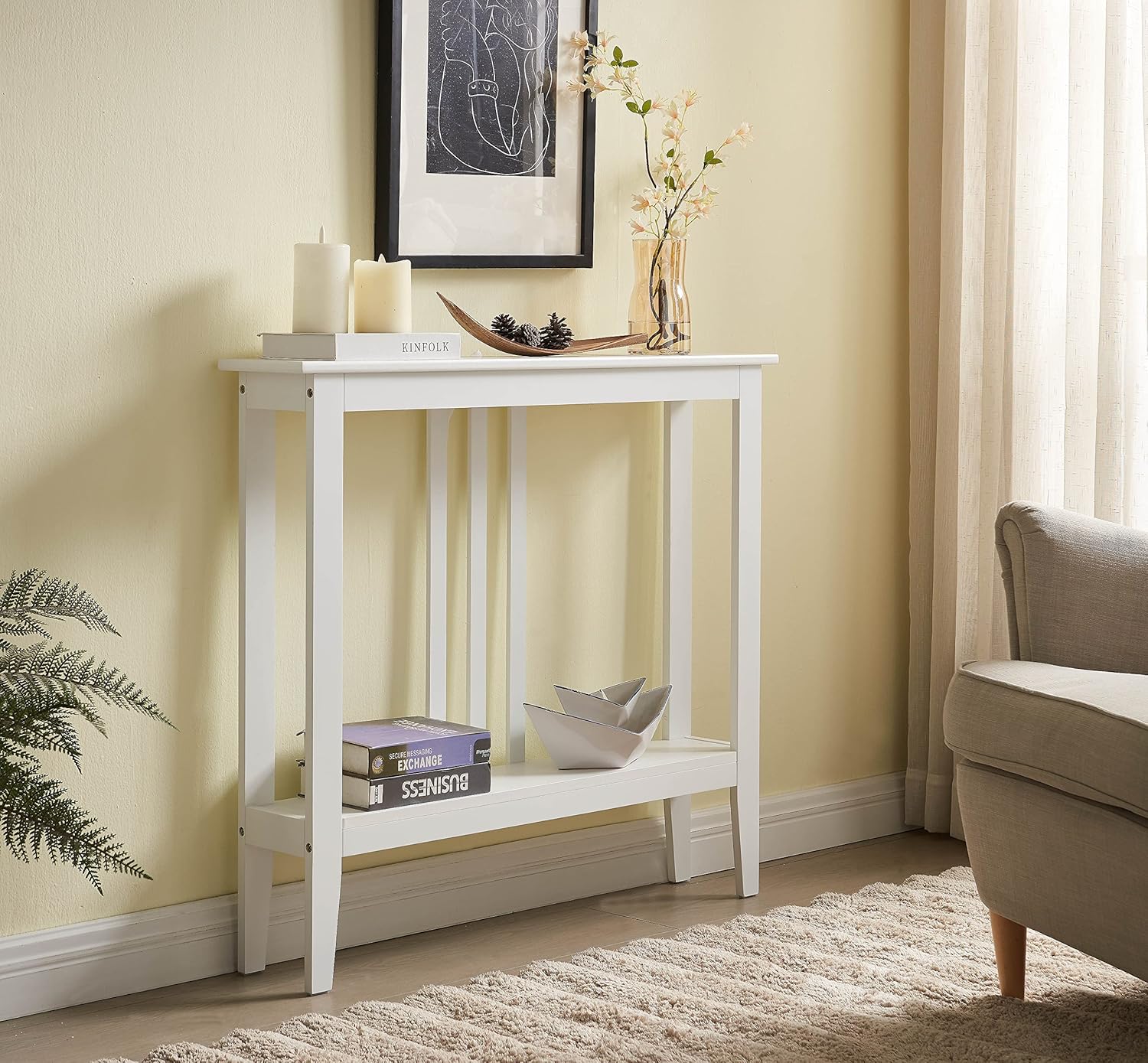 Elegant Narrow Console Table with Storage for Entryway Decor