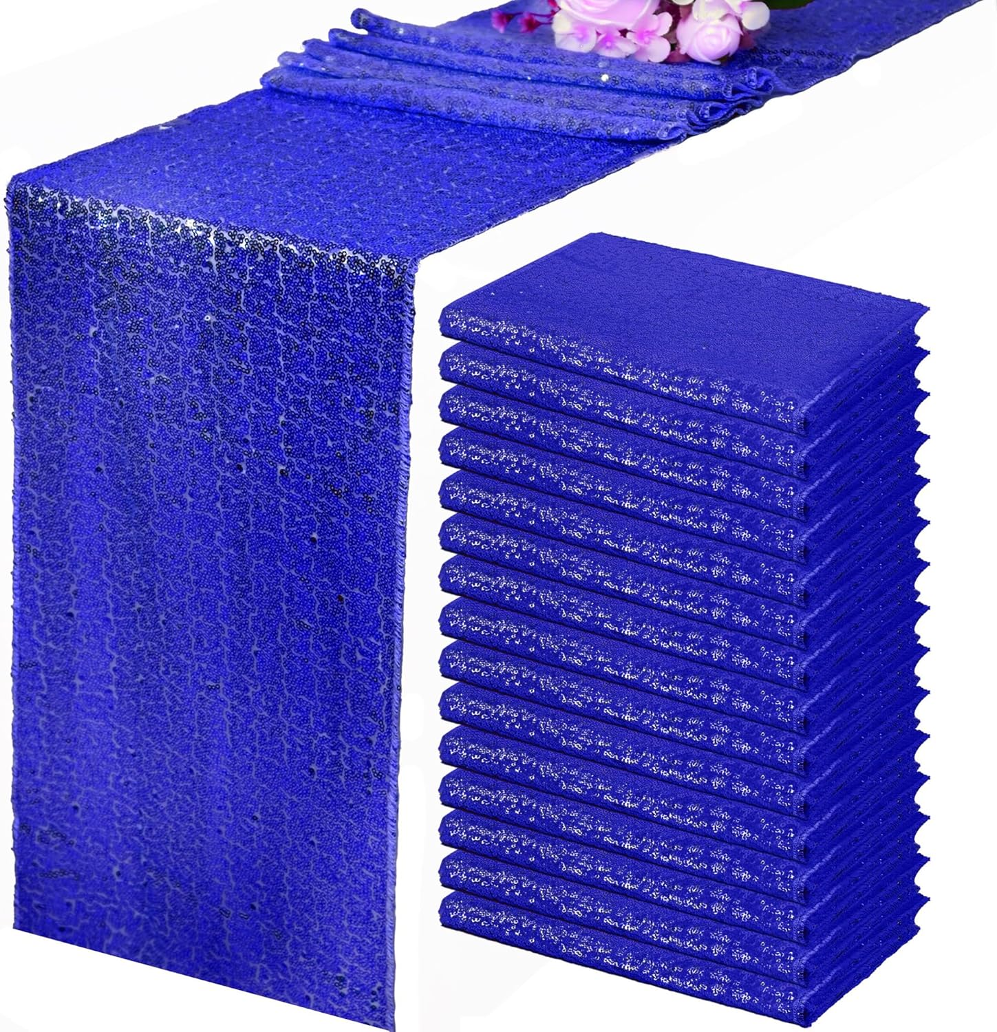 15 Pack Royal Blue Sequin Table Runner for Elegant Events