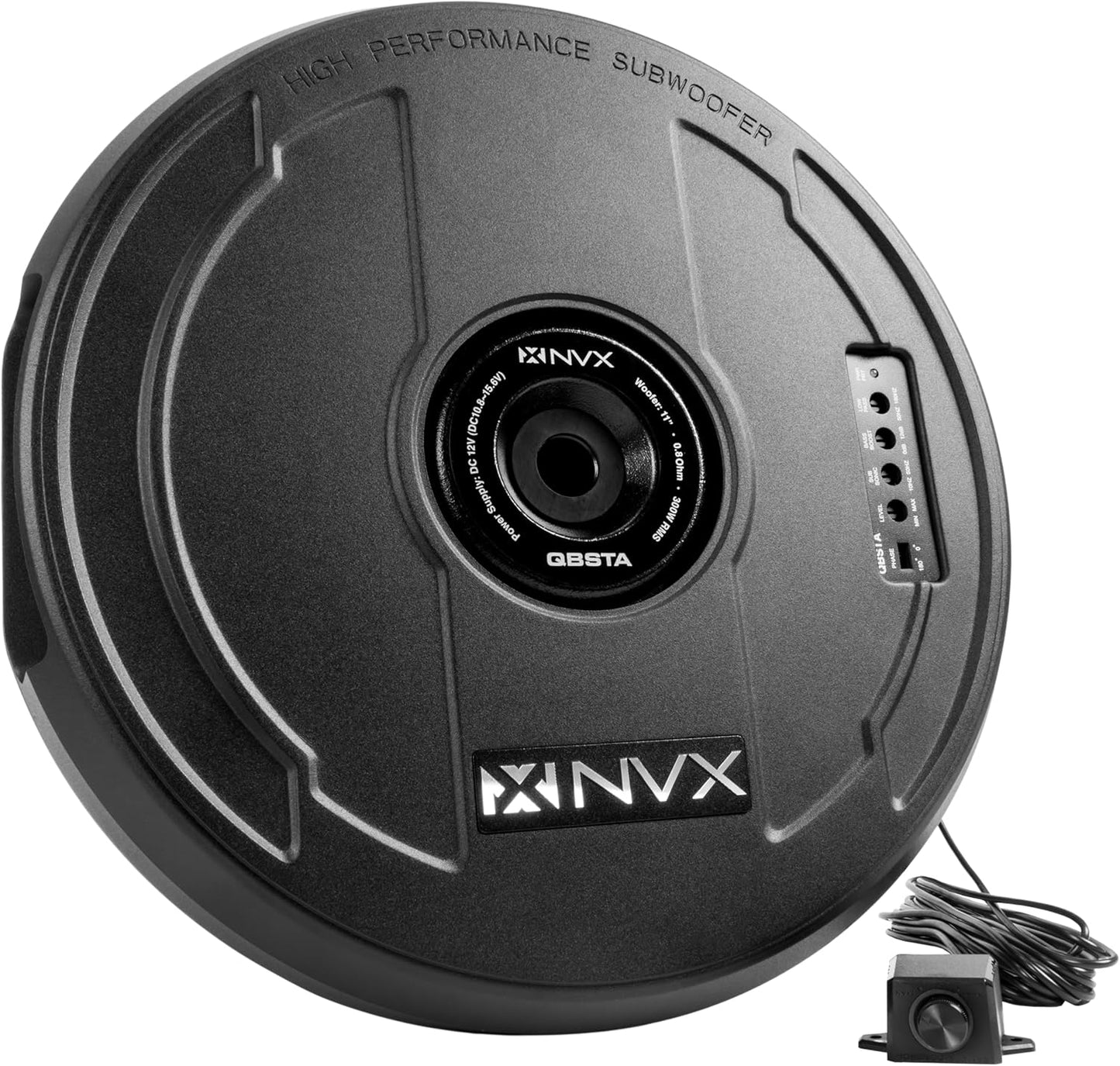 NVX QBSTA 11in Powered Spare Tire Subwoofer Box for Cars