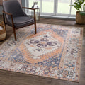 Bloom Rugs Washable 6 ft x 9 ft Rug - Durable Orange/Blue Traditional