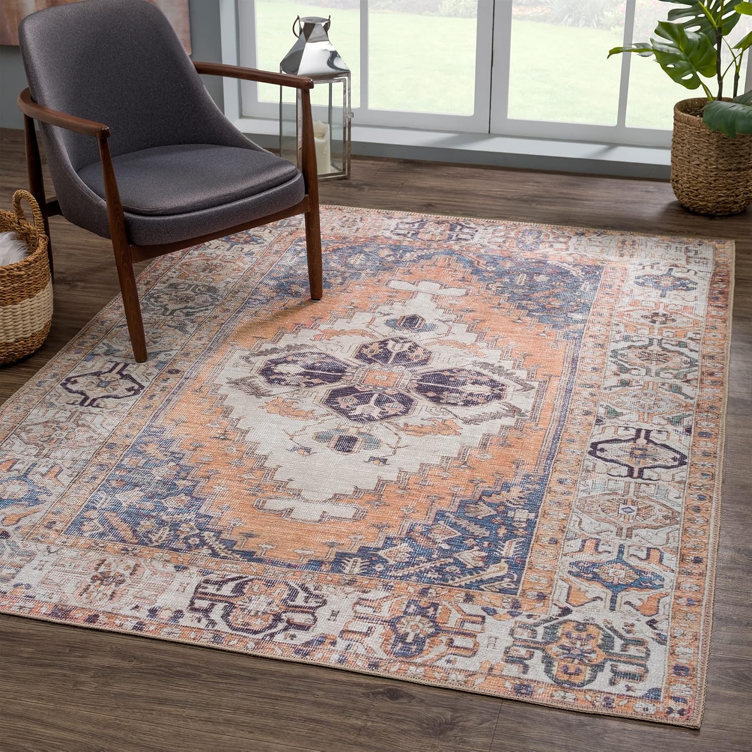 Bloom Rugs Washable 6ft x 9ft Traditional Area Rug for Home