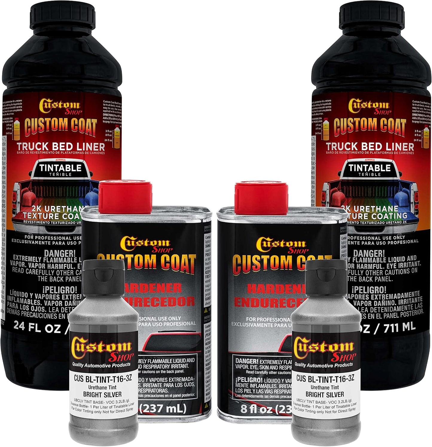Custom Coat Bright Silver 2 Quart Urethane Truck Bed Liner Kit
