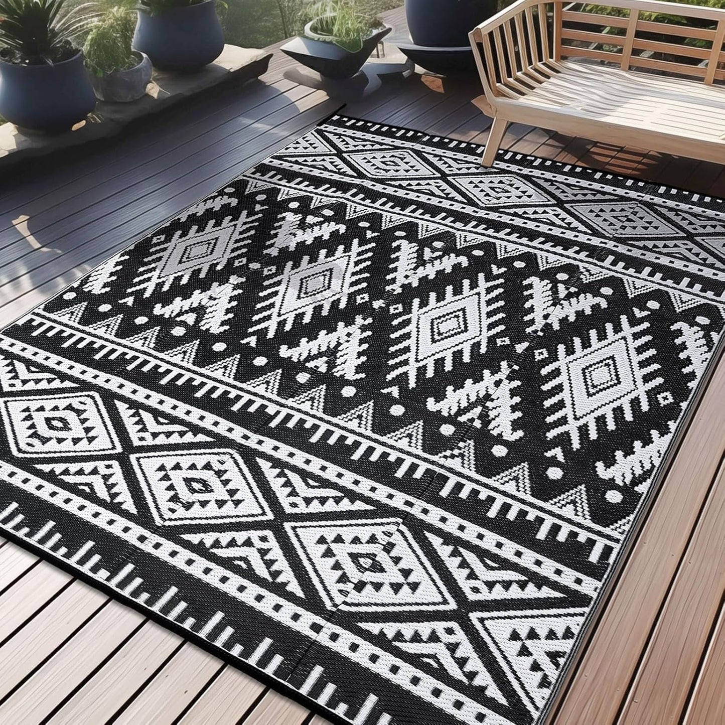 OLANLY Outdoor Rug Waterproof 9x18 ft for Patio and Camp