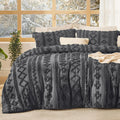 California King Dark Grey Tufted Boho Comforter Set - Soft Jacquard