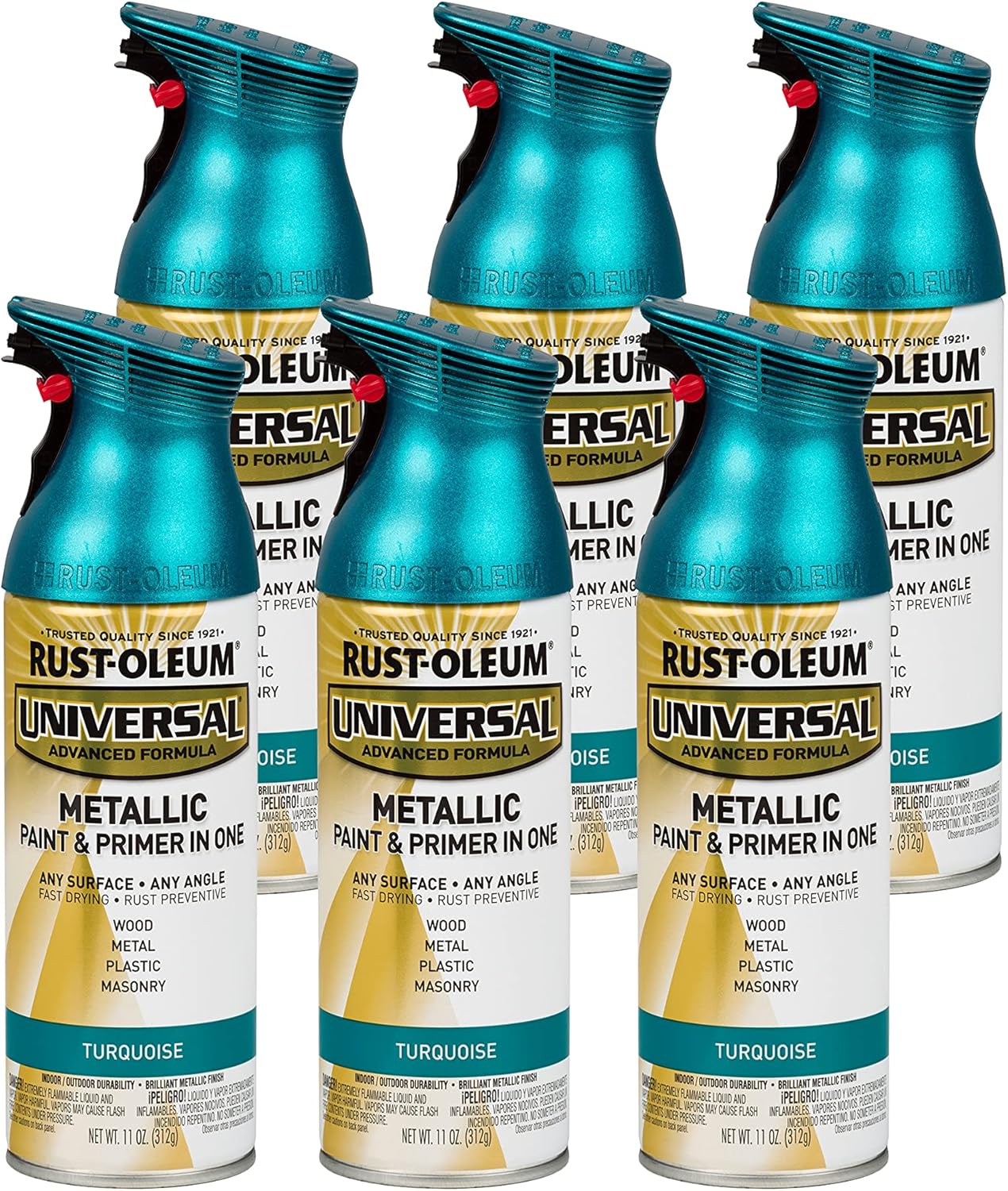 Rust-Oleum Universal All Surface Metallic Spray Paint, 6 Pack
