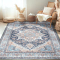 5x7 Area Rugs for Living Room - Vintage Print Non Slip Carpet