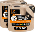 Heavy Duty Tan Poly Tarp 7ft X 10ft - Waterproof & Durable Cover