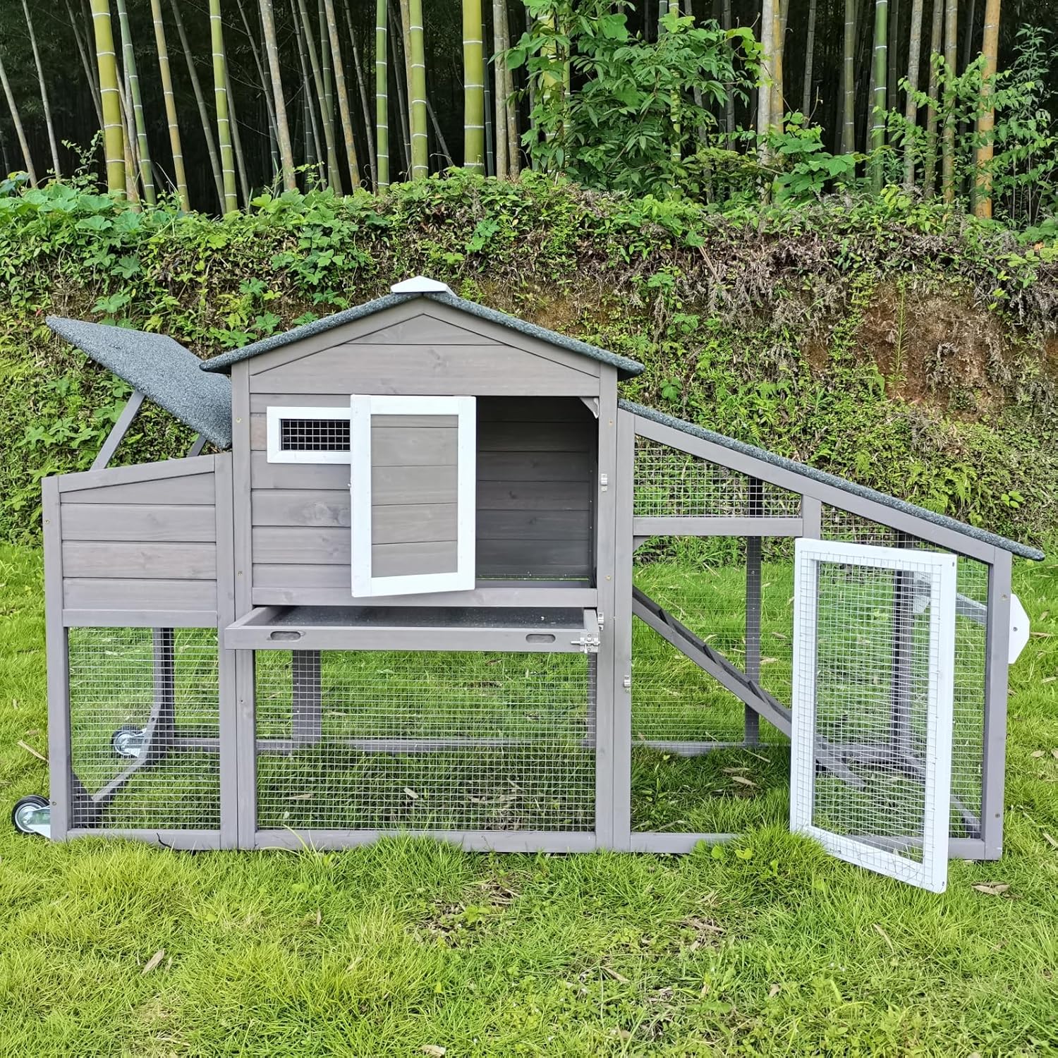 Two Story Mobile Chicken Coop with Nesting Box for Chickens