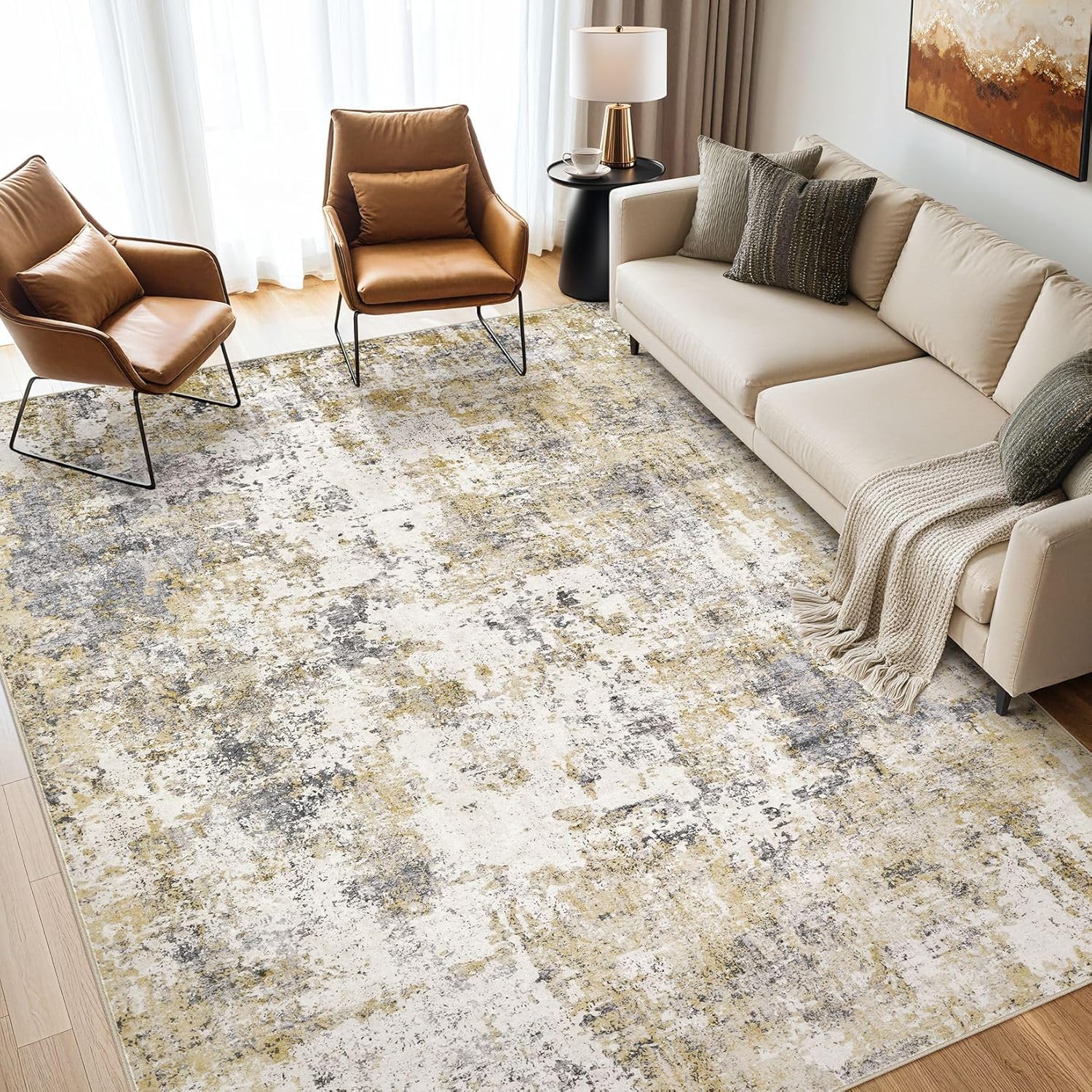 ZUNTKON Area Rugs for Living Room: Modern Abstract Design
