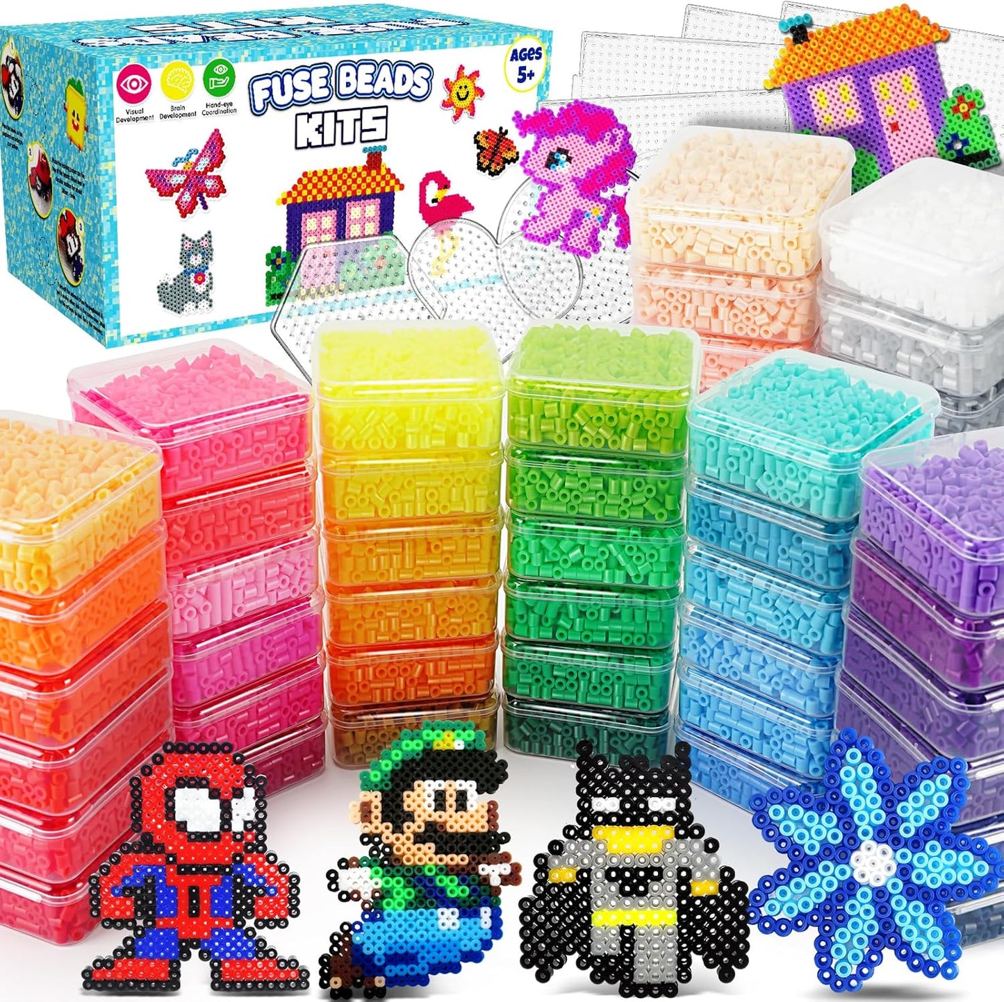 FUNZBO 31000 5mm Fuse Beads Kit for Creative Arts and Crafts