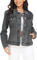 Women's Denim Jacket Button Up Long Sleeve - Classic Trendy Jean Coat