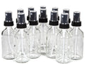 12 Clear 2 oz Glass Bottles with Fine Mist Sprayers
