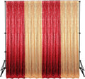 4 Panels 2 x 8 ft Red and Gold Sequin Backdrop Curtain - Elegant Party