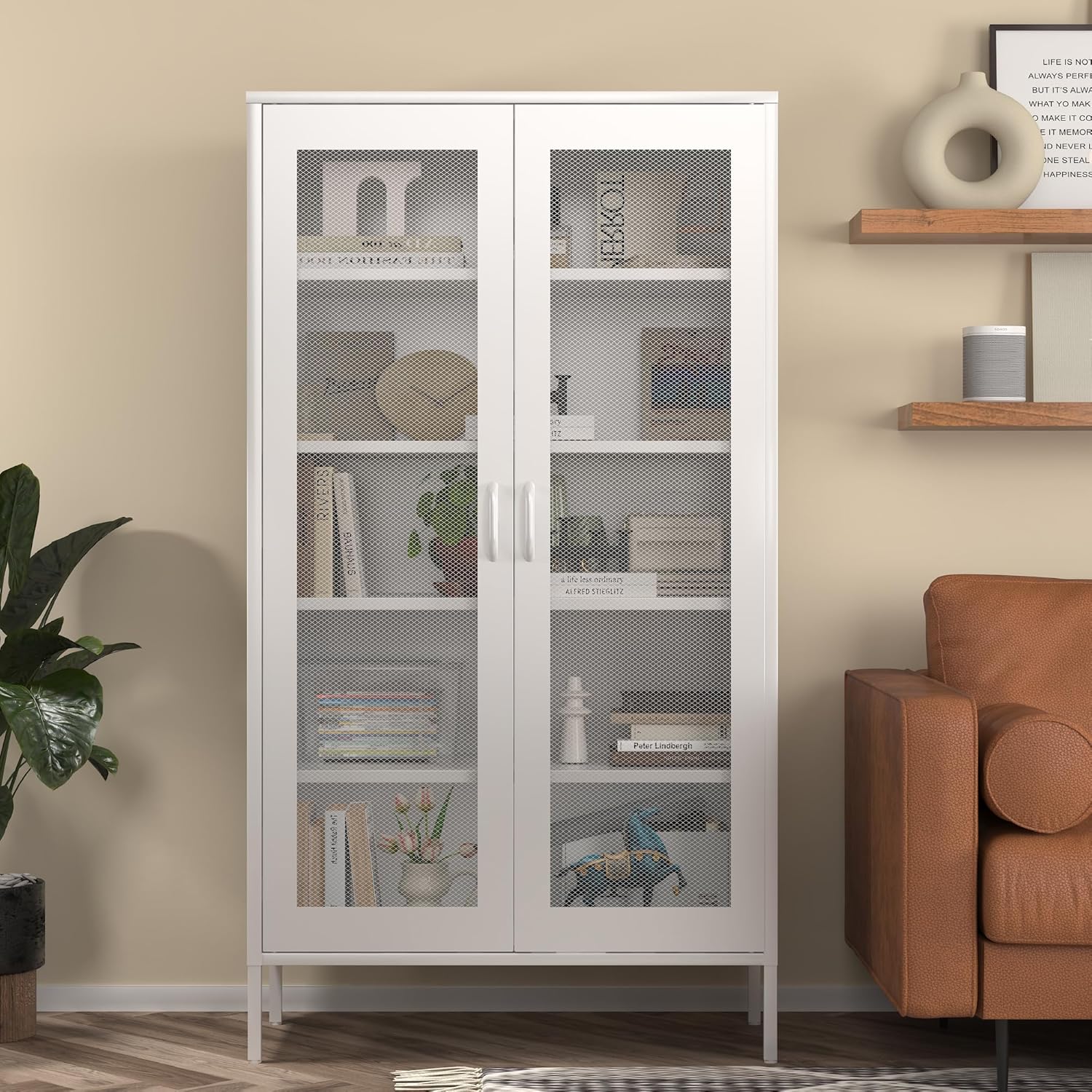 COFaR Modern Mesh Storage Cabinet for Stylish Home Organization