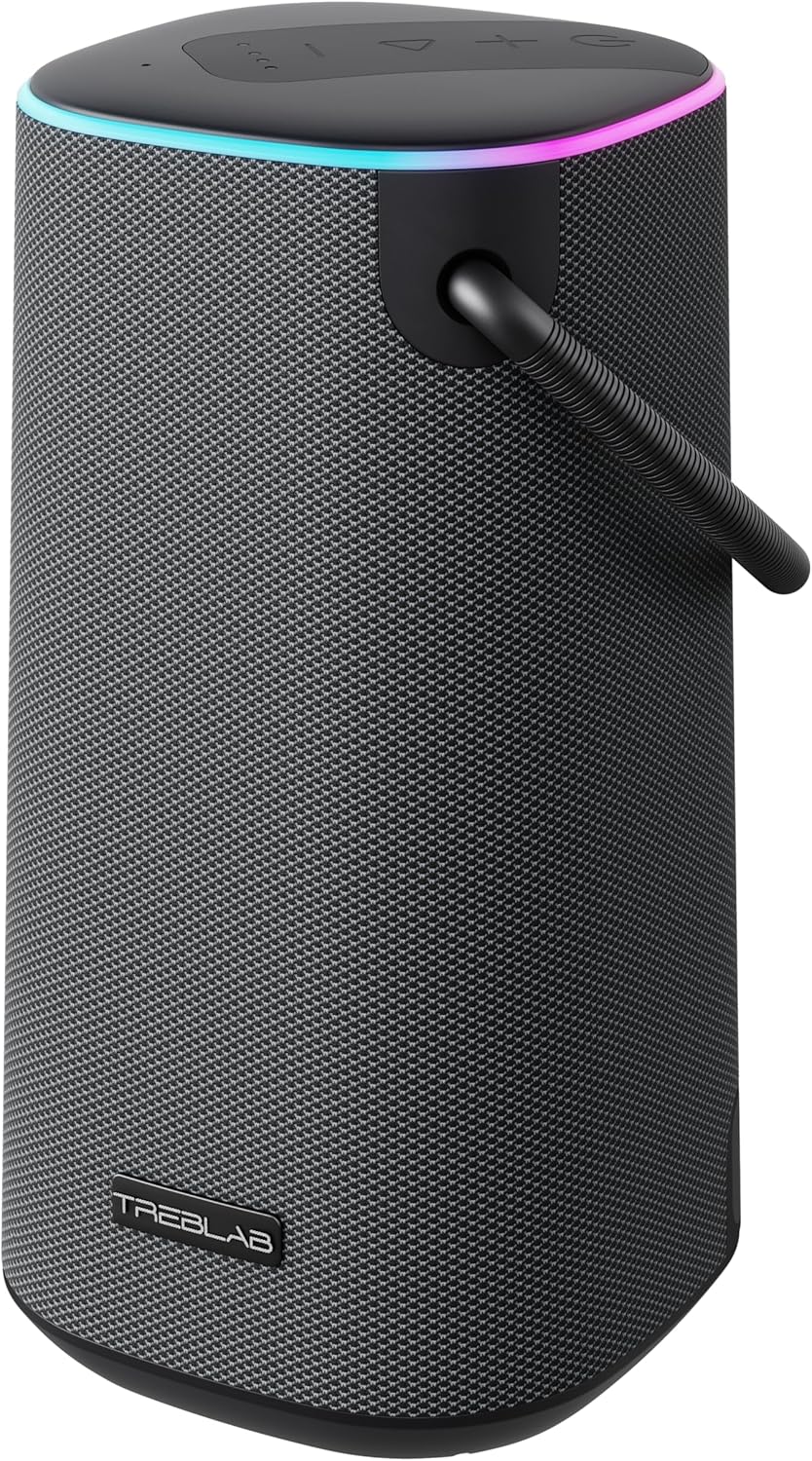 TREBLAB 60W Portable Speaker: Deep Bass, 25H Playtime, RGB Lights