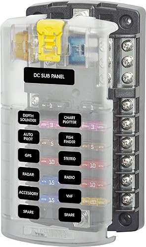 Blue Sea Systems 5026 ST Blade Fuse Block 12 Circuit with Ground