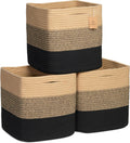 NaturalCozy Storage Cubes 11 in Cotton Rope Woven Baskets 3-Pack