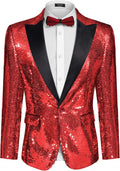 Mens Sequin Blazer Tuxedo One Button Jacket - Shiny Wedding Prom