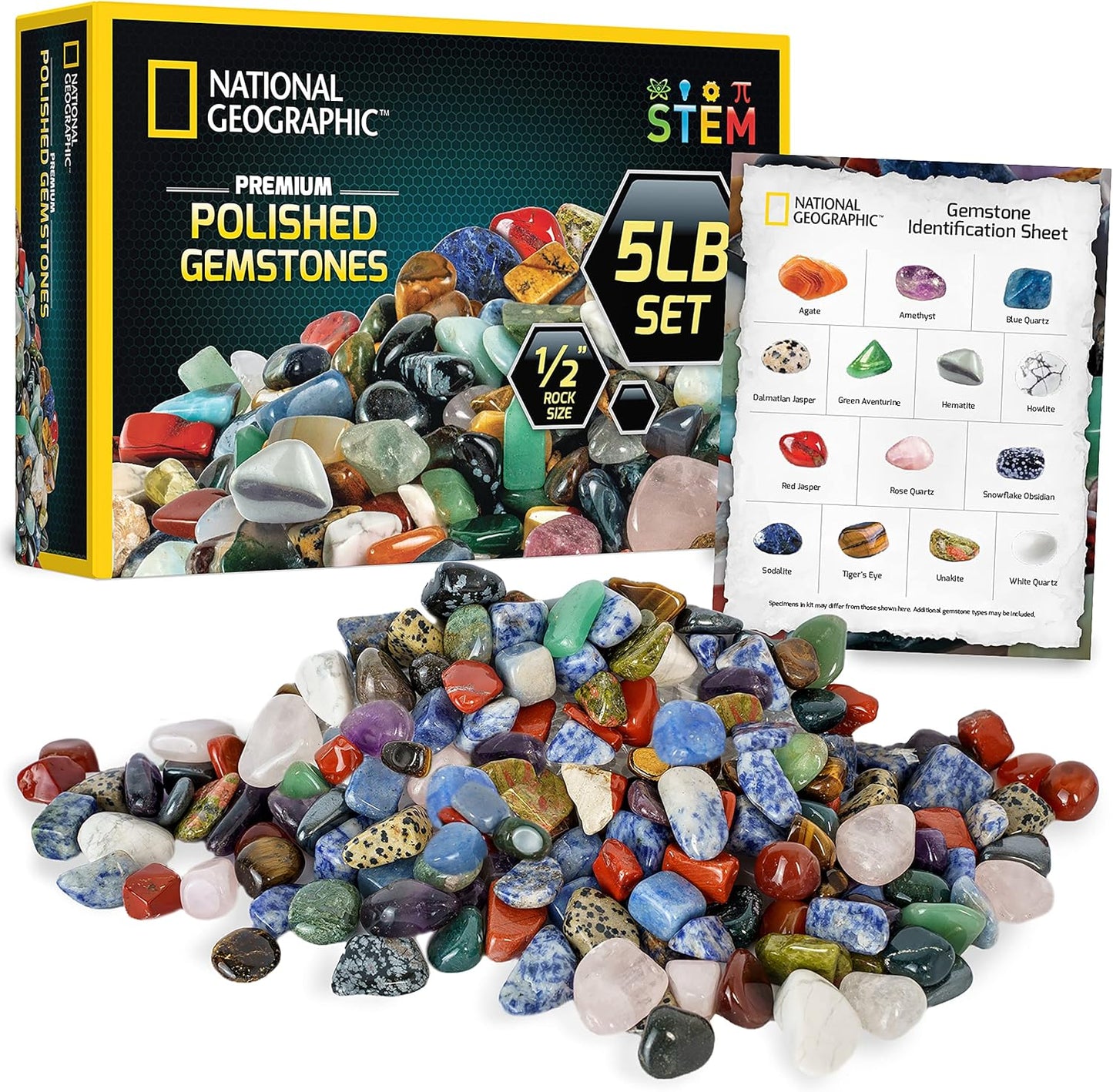 NATIONAL GEOGRAPHIC Premium Polished Stones for Arts and Crafts