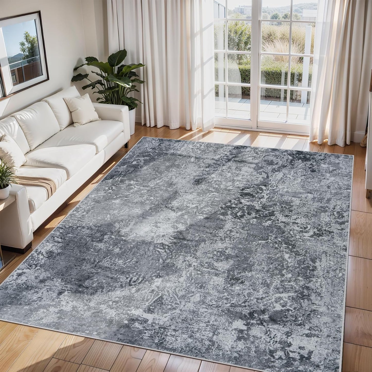 6x9 Area Rugs for Living Room: Abstract Non-Slip Carpet