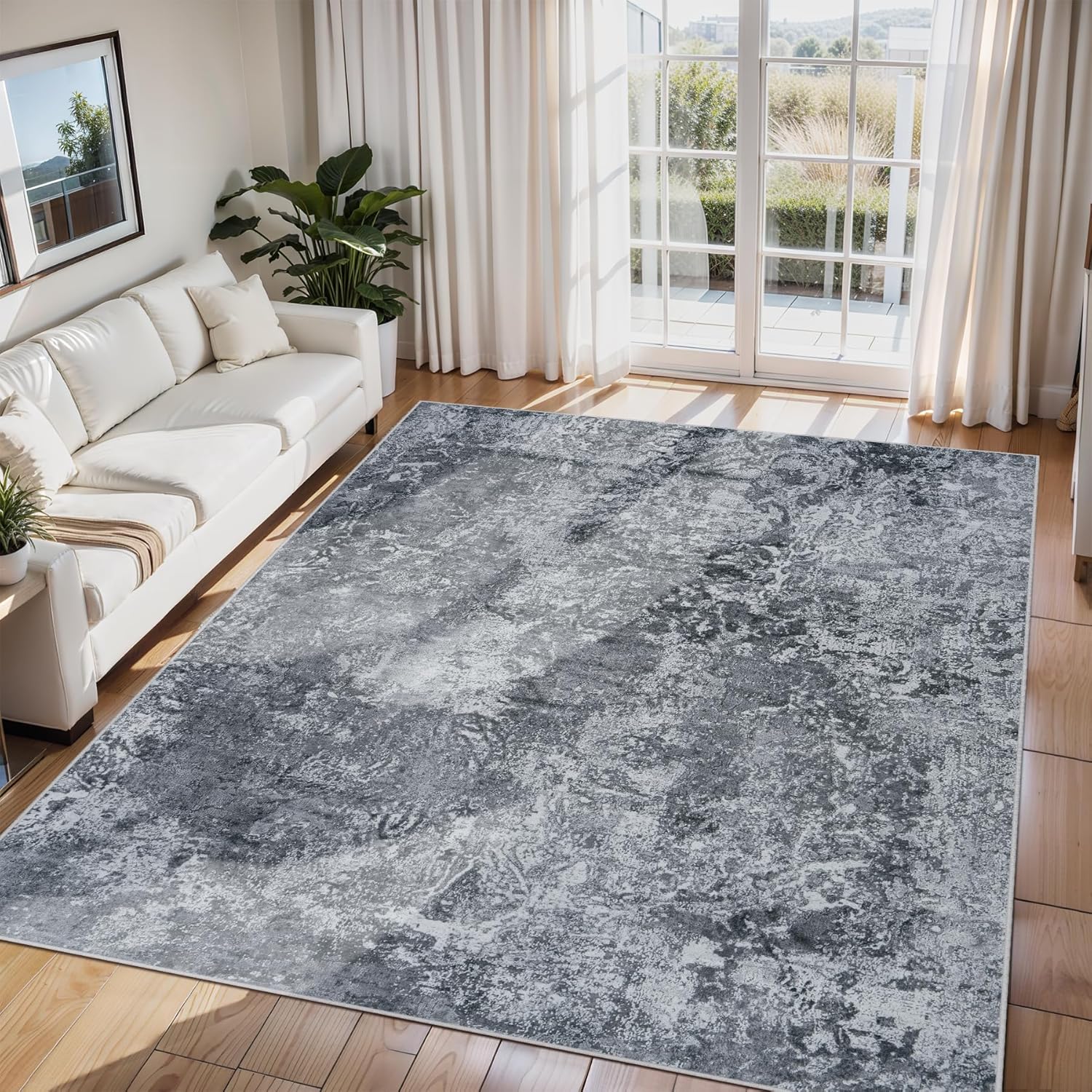 6x9 Area Rugs for Living Room: Abstract Non-Slip Carpet