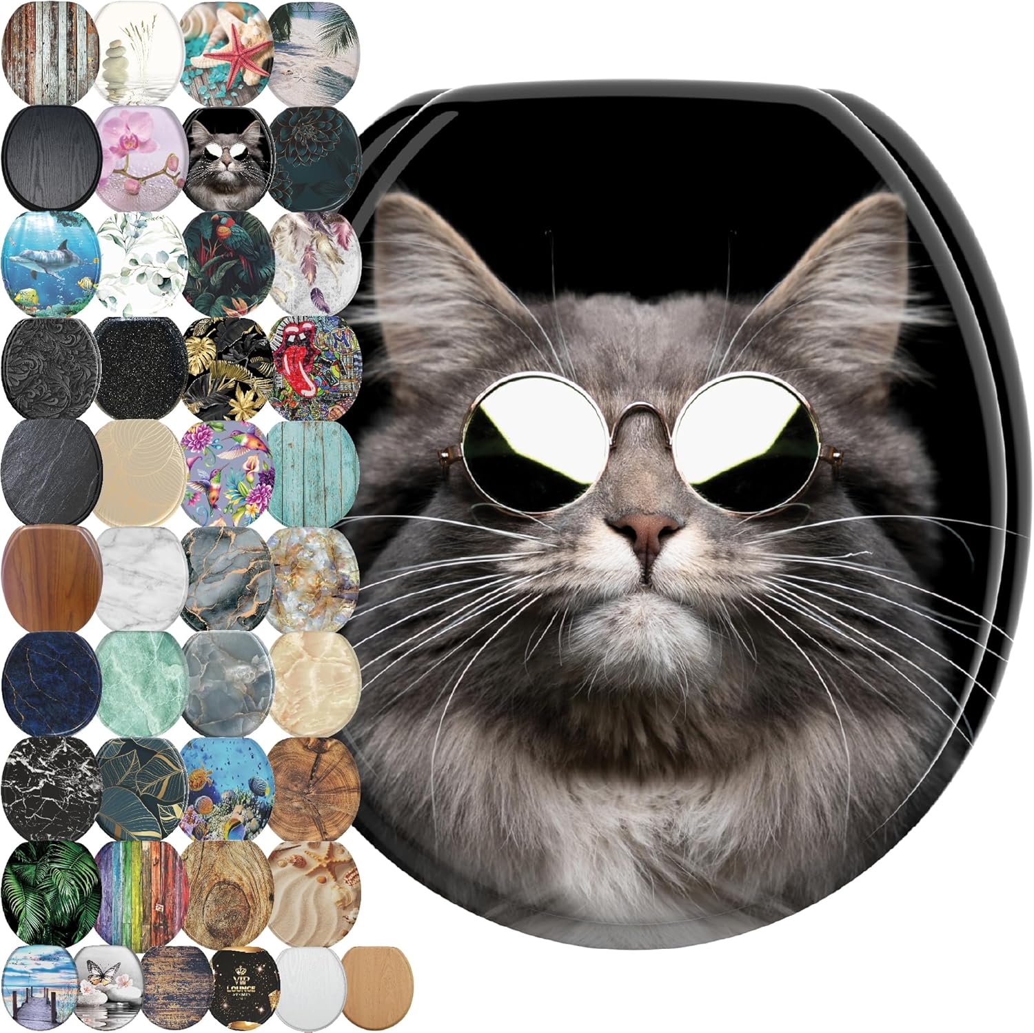 SANILO Wooden Toilet Seat with Soft Close - Unique Cat Design