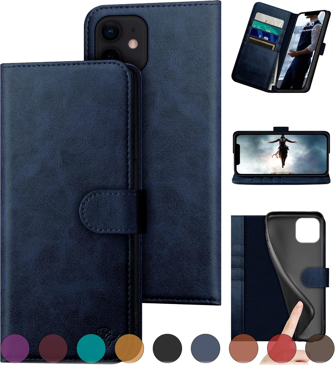 iPhone 11 Genuine Leather Wallet Case with RFID Blocking Feature