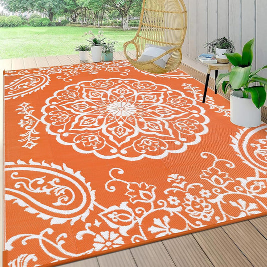 Pauwer Waterproof Outdoor Rug 8x10 for Patio and Camping