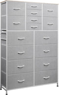 Tall Console Table with 16 Fabric Drawers - Entryway Storage Tower