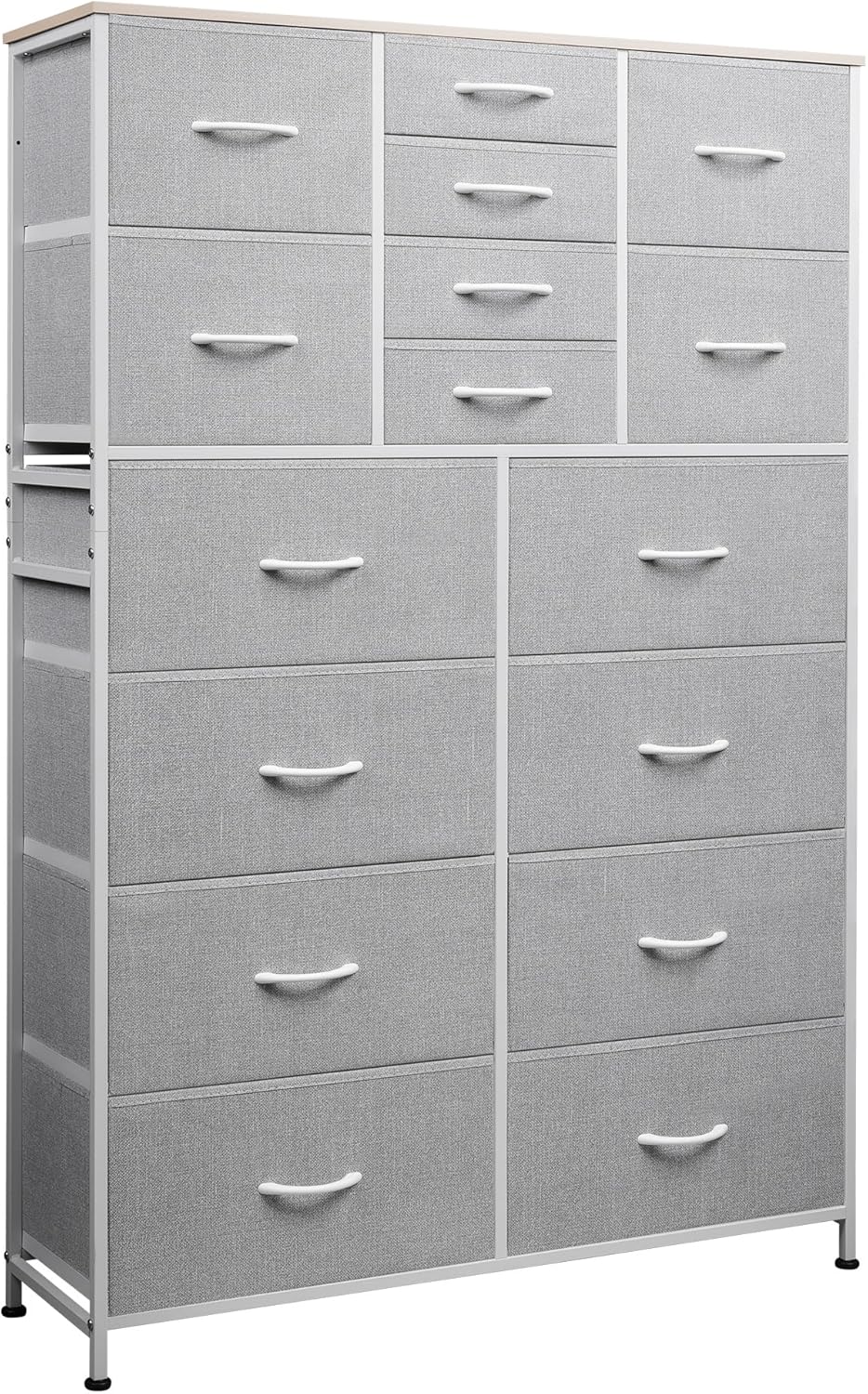 Tall Console Table with 16 Fabric Drawers for Entryway Storage
