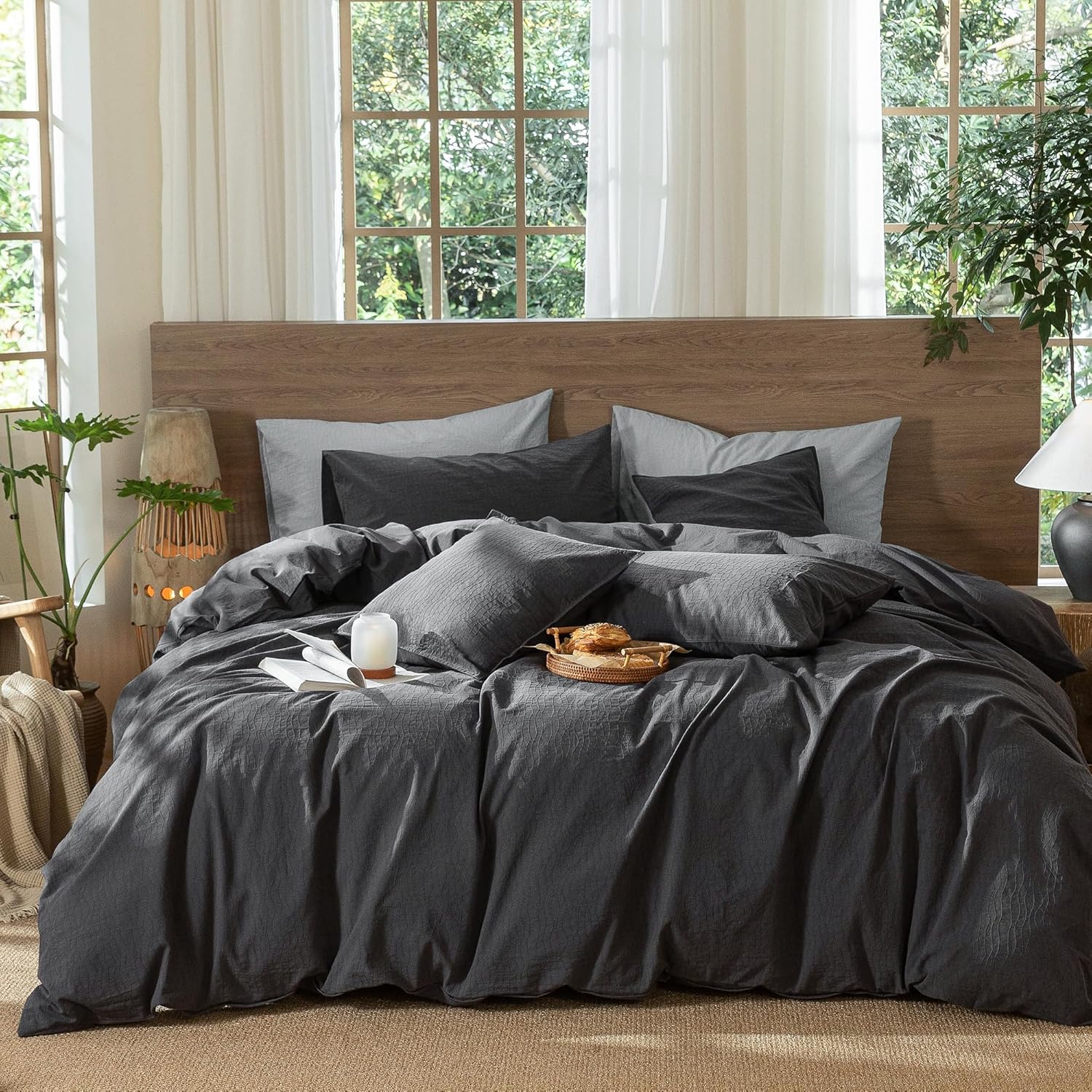 MooMee Wavy Striped Duvet Cover Set for Cozy Twin Bedding