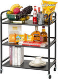 3 Tier Rolling Cart with Lockable Wheels - Compact Mobile Storage