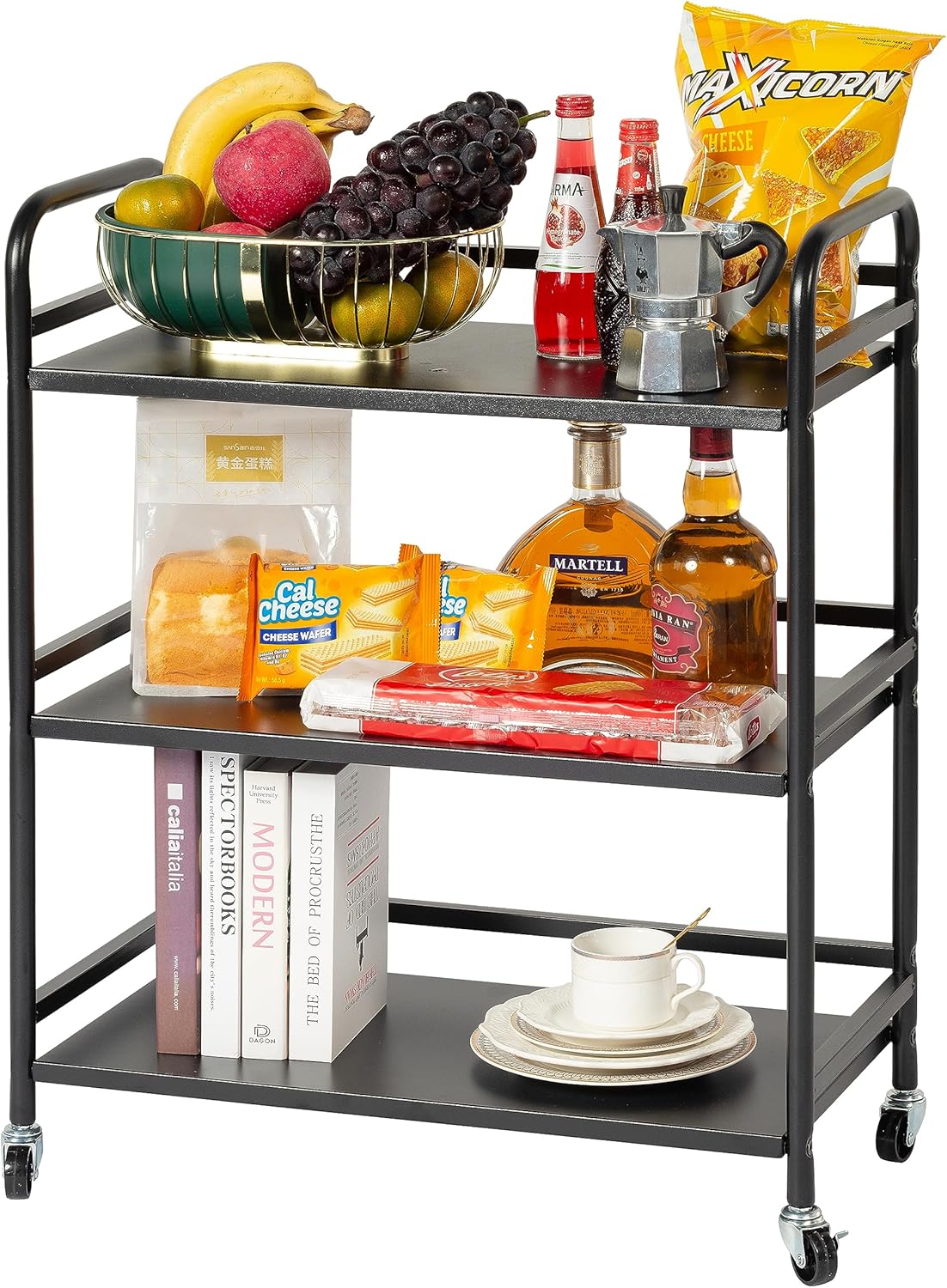 DCLRN 3 Tier Rolling Cart with Lockable Wheels for Storage