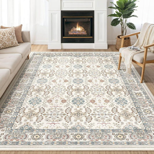 Vintage Boho Floral Print Area Rugs for Living Room 8x10