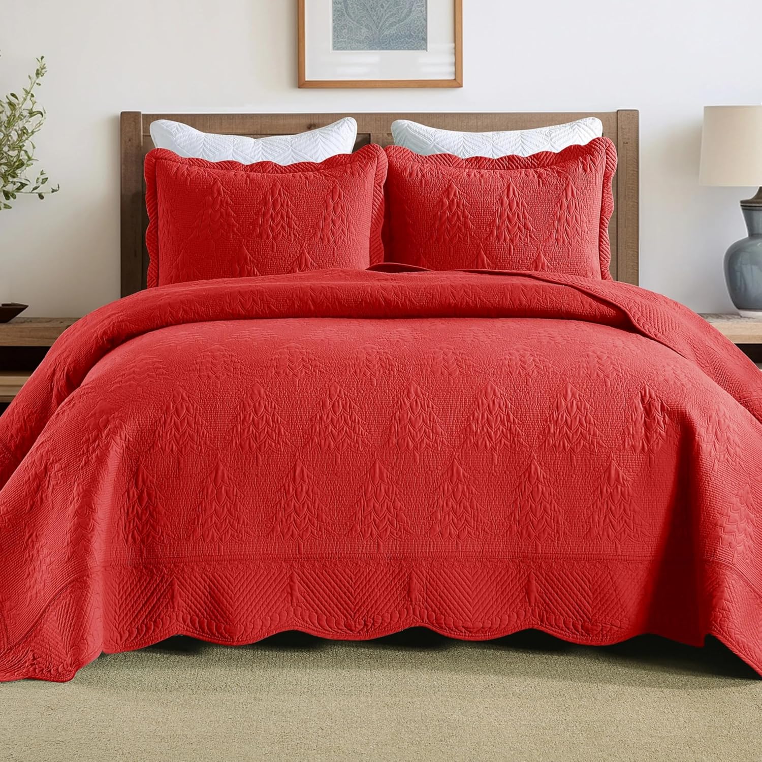 MarCielo 3-Piece Christmas Quilt Set for Oversized King Beds
