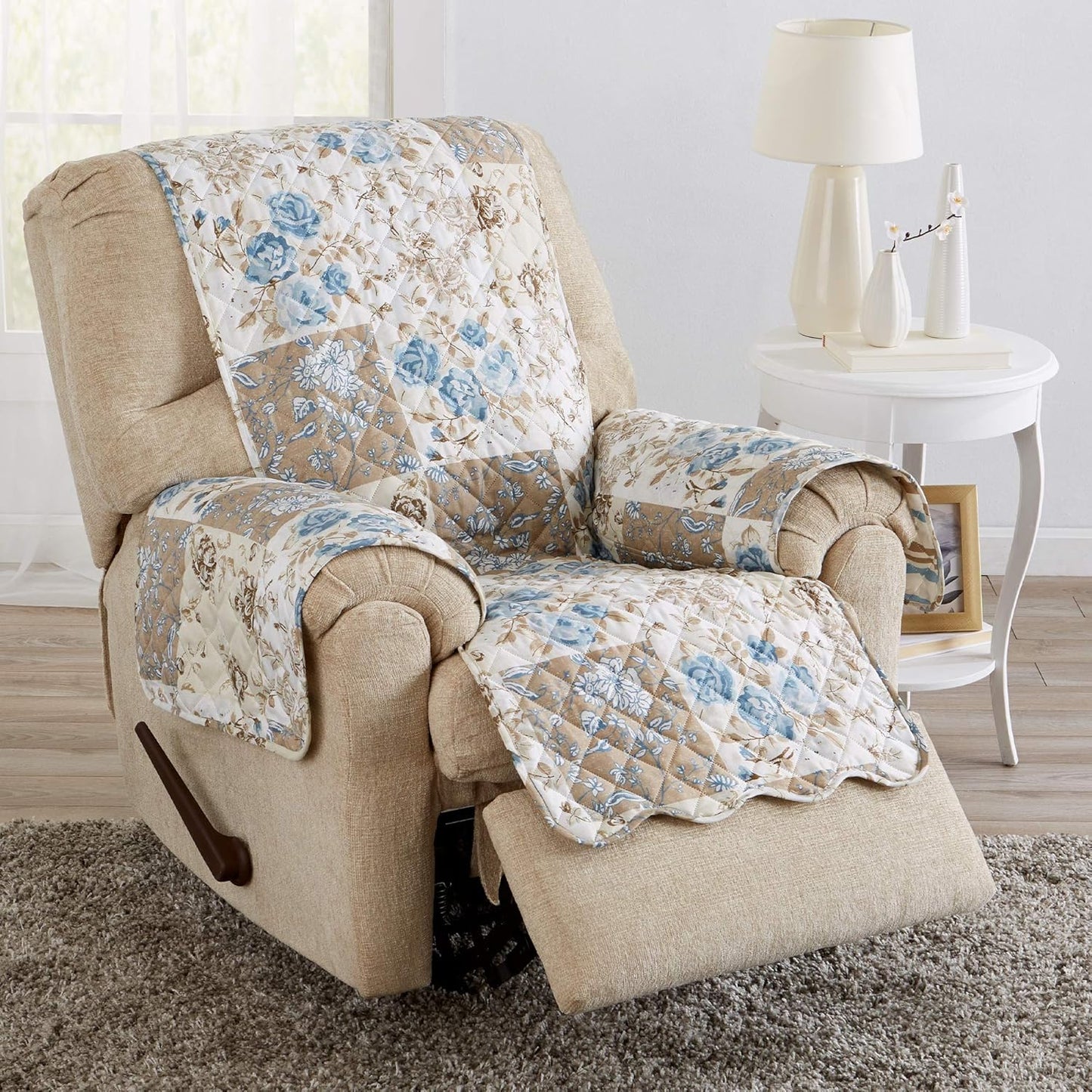 Reversible Floral Patchwork Furniture Protector for Recliners