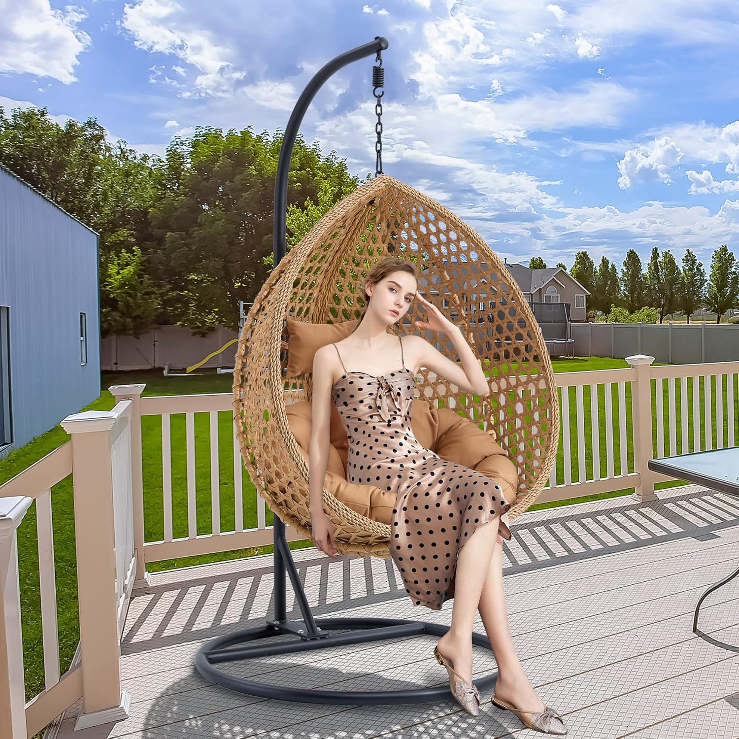 350 lbs Capacity Hanging Egg Chair Set