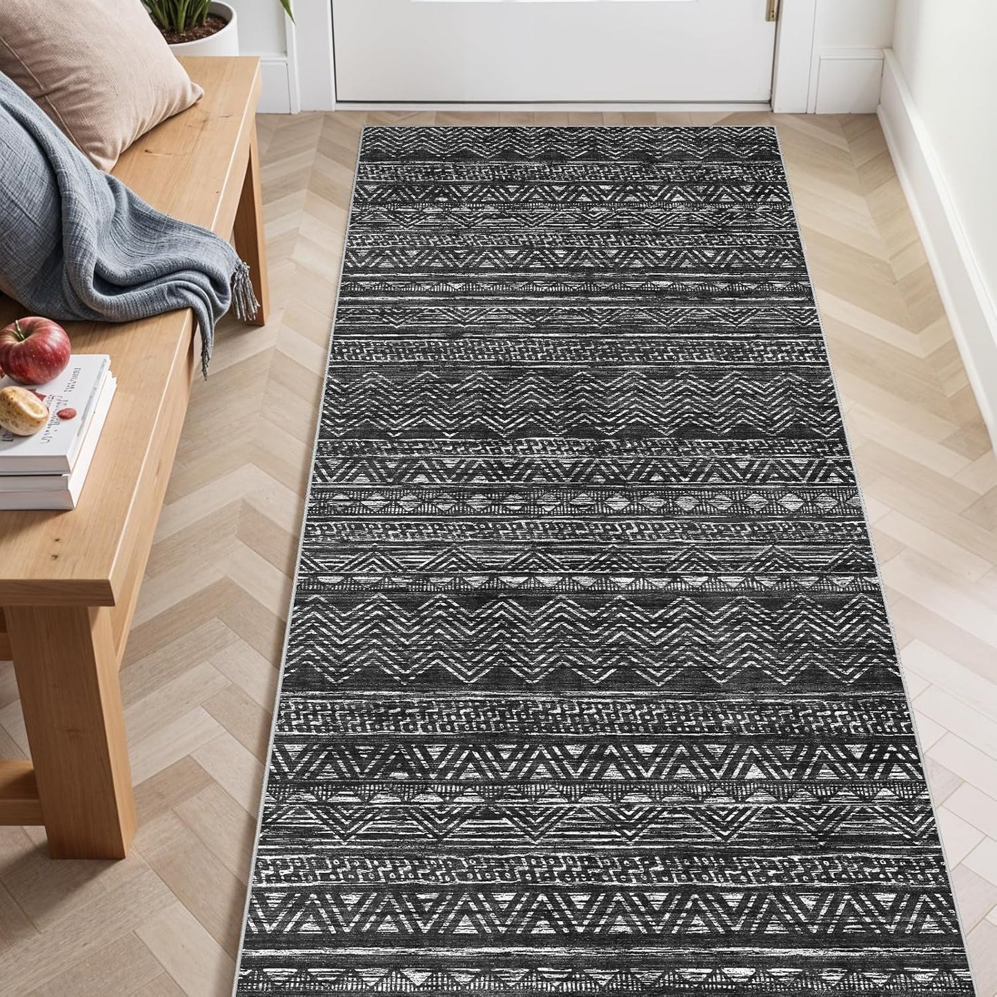 3x6 Washable Hallway Runner Rug - Moroccan Non-Slip Design
