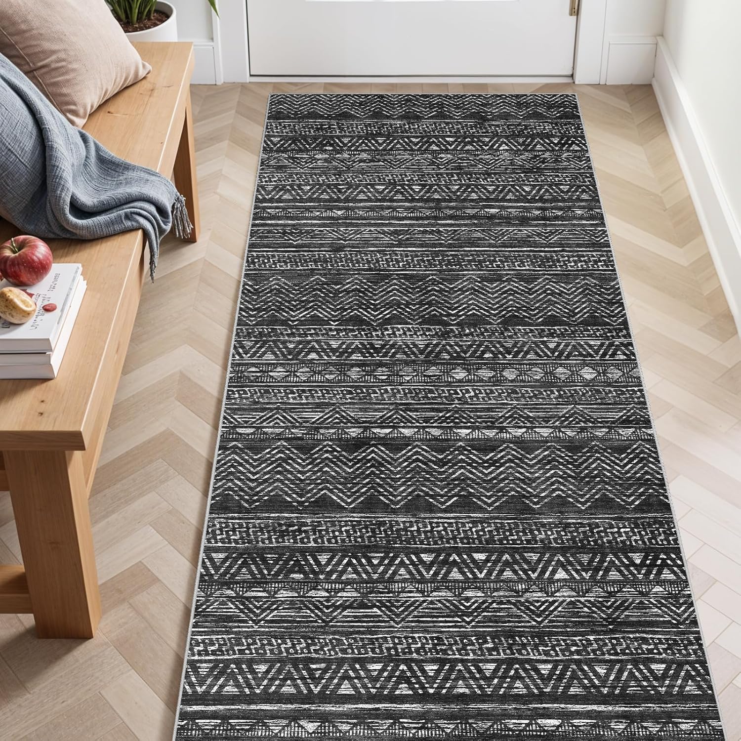 3x6 Washable Hallway Runner Rug - Moroccan Non-Slip Design