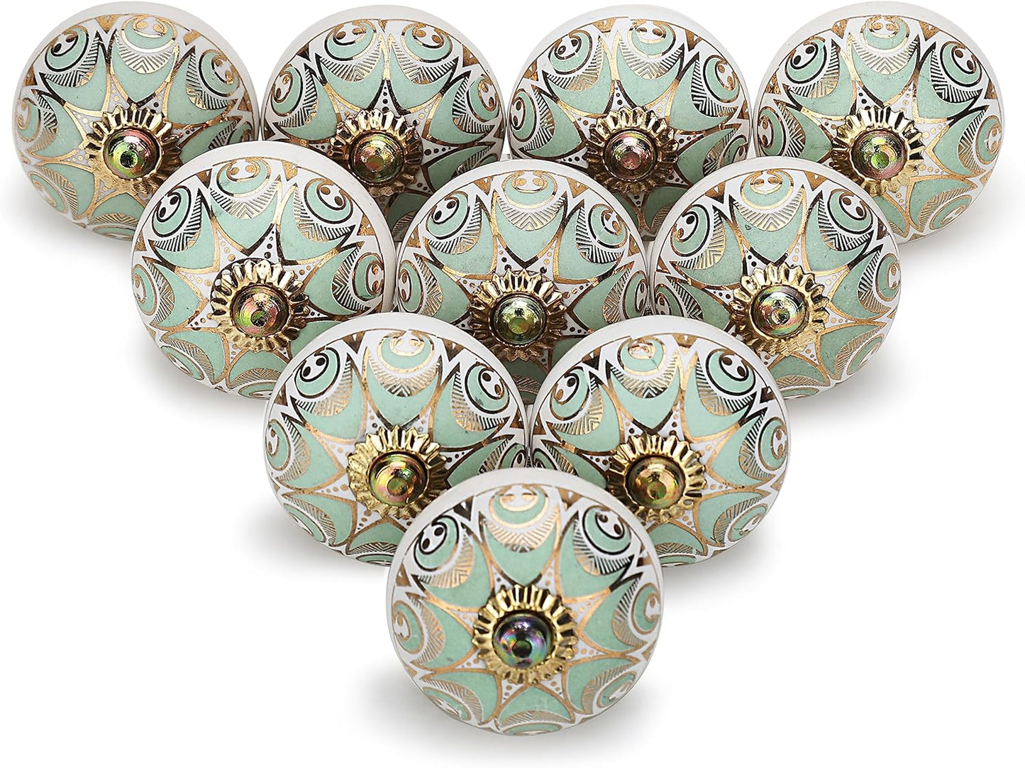 Gold Knobs for Cabinets - Vintage Ceramic Door Knobs Set