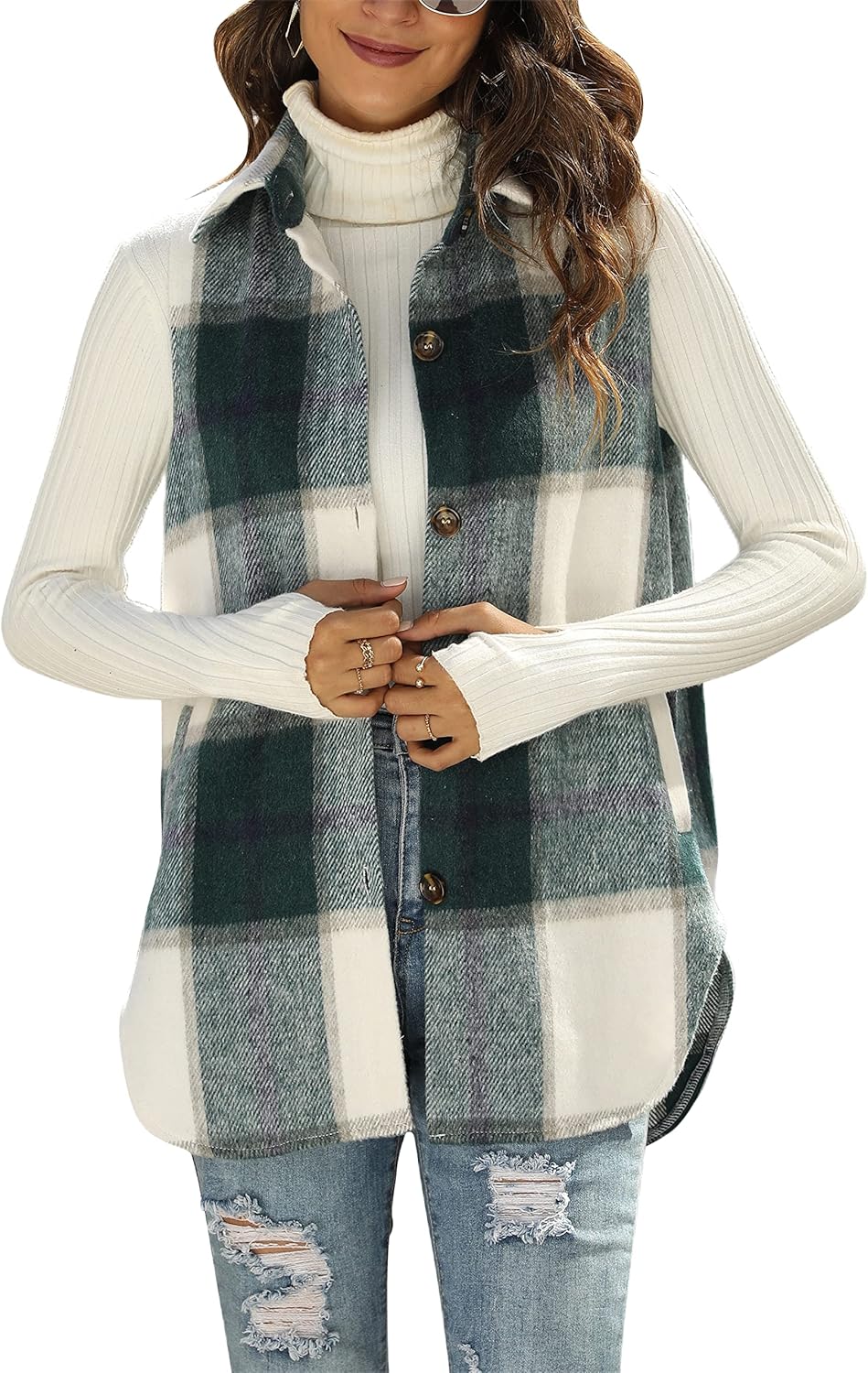 UANEO Womens Fall Flannel Plaid Vest for Stylish Comfort