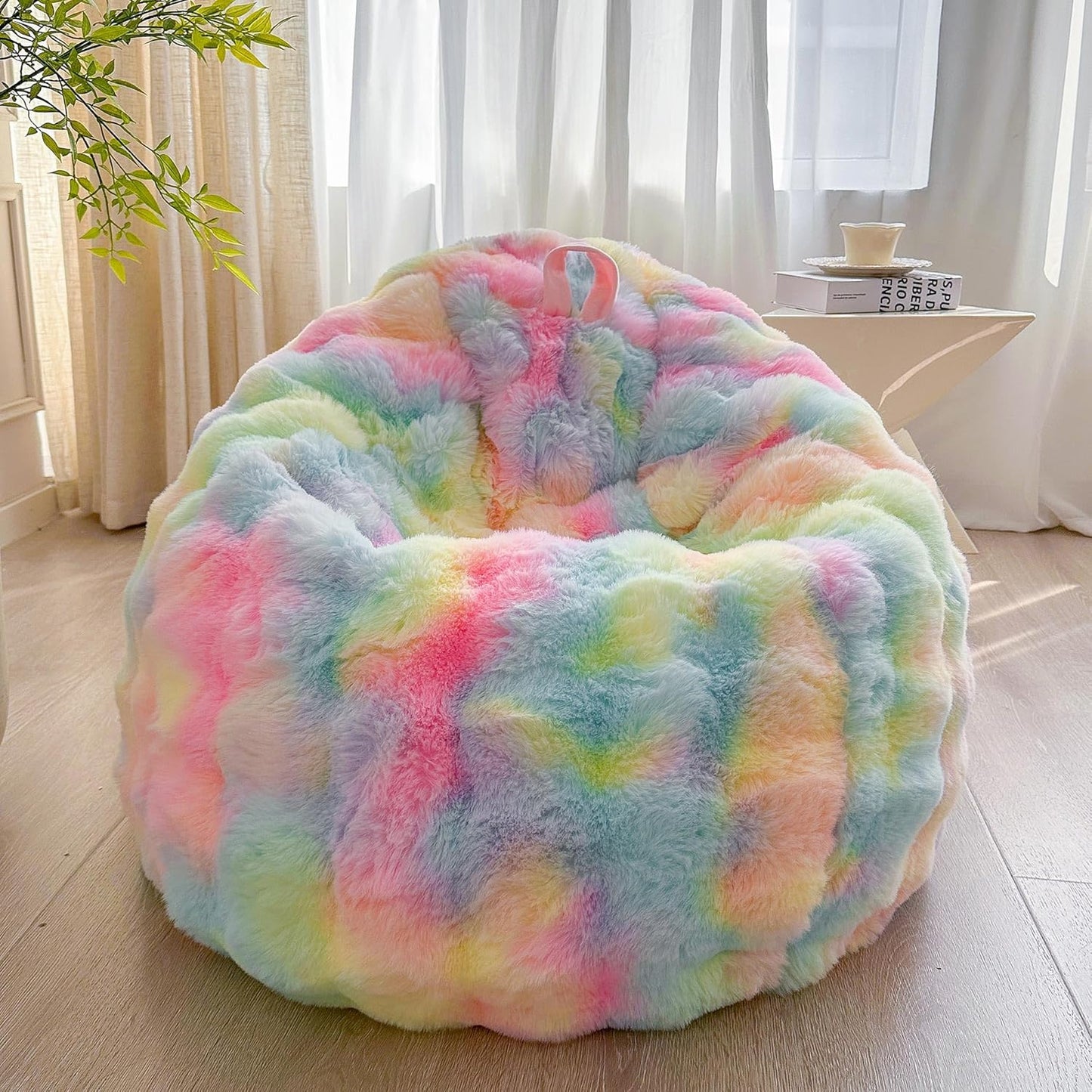LIFEREVO Fluffy Faux Rabbit Fur Bean Bag Cover for Comfort