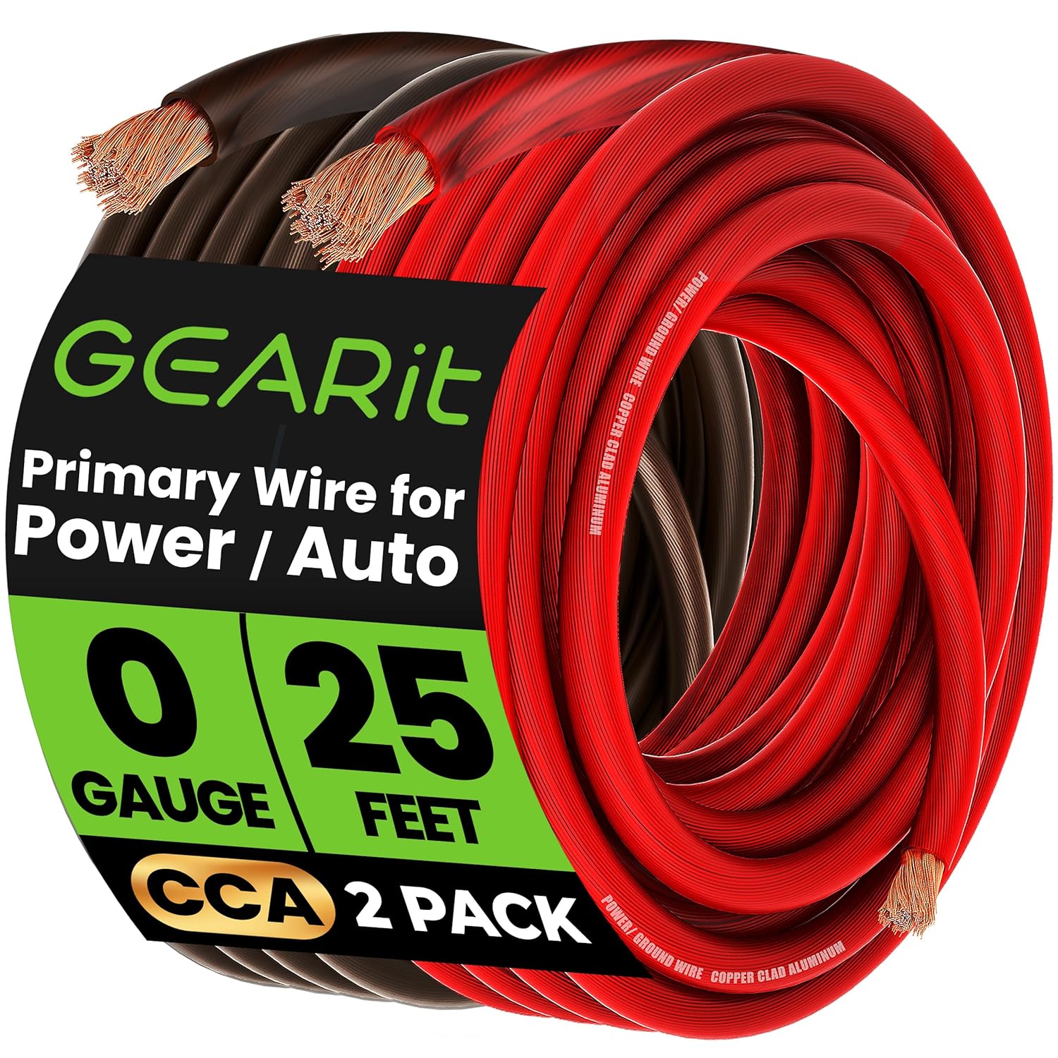 GEARit 0 Gauge Wire 25 Foot Power Ground Wire for Car Audio